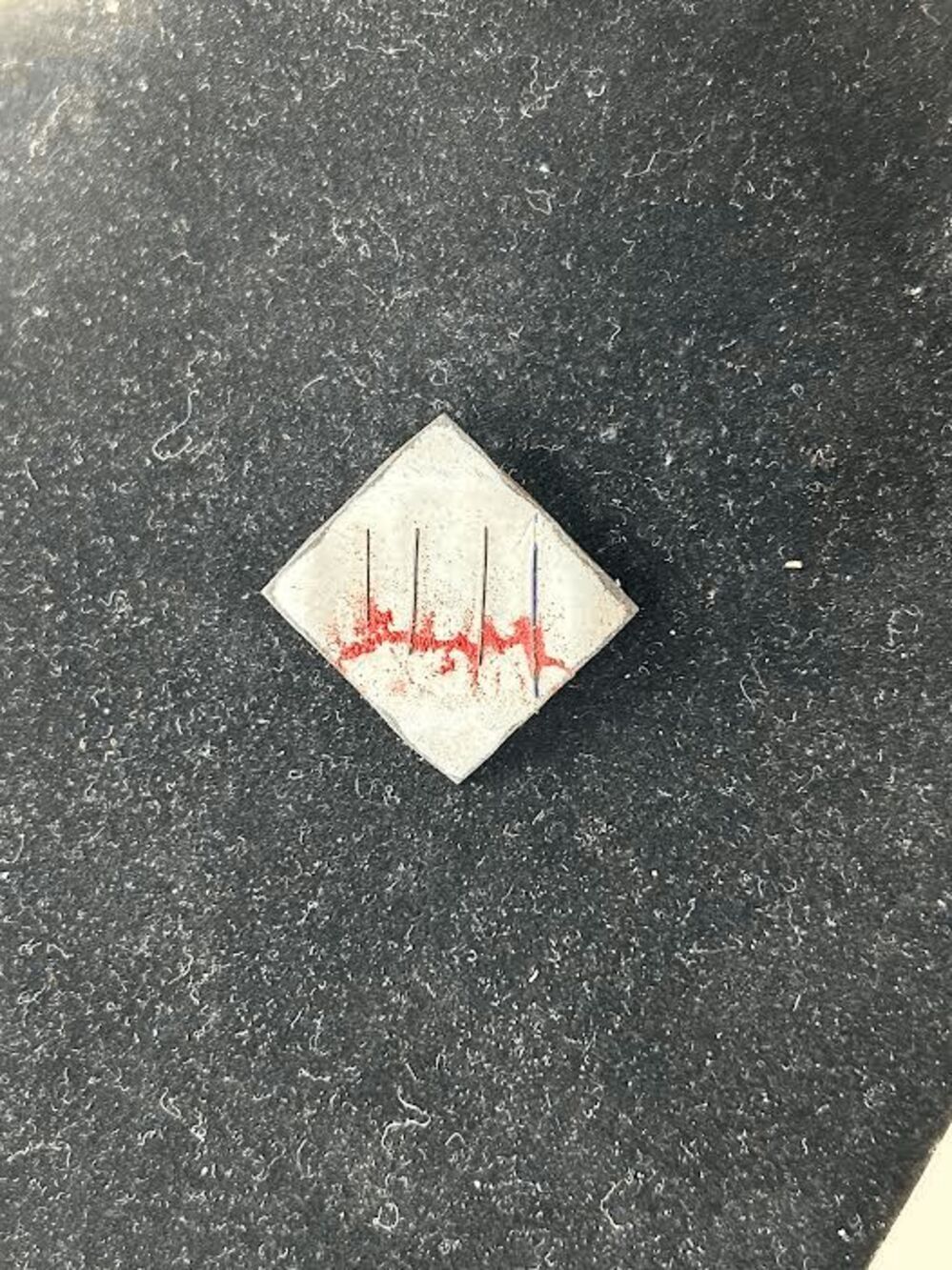 Vintage 90s Modernist Black White & Red Enameled Copper Pin - Abstract Design